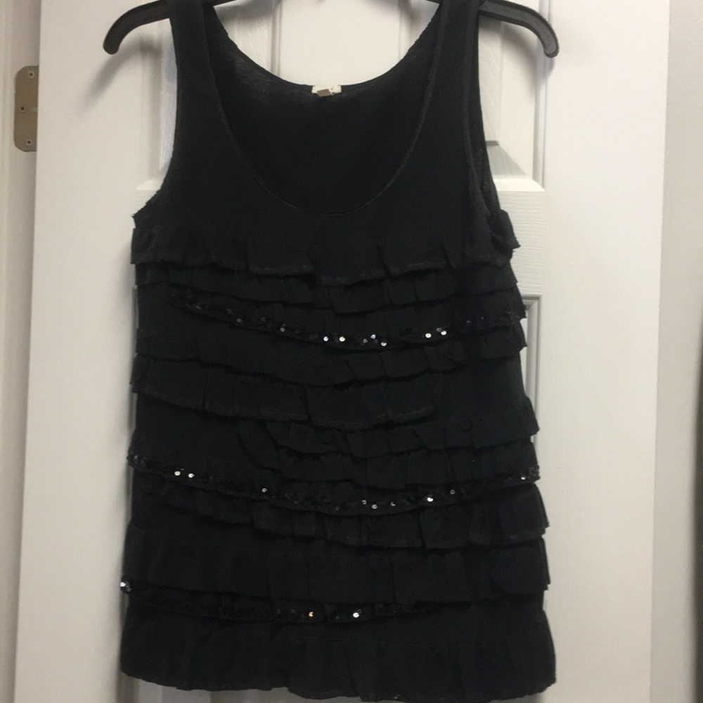 J Crew tank top with ruffles and sequins.
